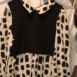 Emily Rose Black and White Graphic Blouse